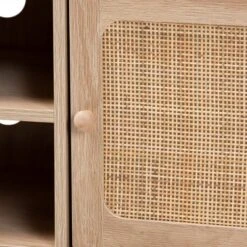 Elsbeth Wood And Natural Rattan 2 Door TV Stand For TVs Up To 40" Light Brown/Natural Brown - Baxton Studio -Outlet Baxton Studio Store GUEST c5ebd219 0bc7 41e8 9704 7e99041d472b