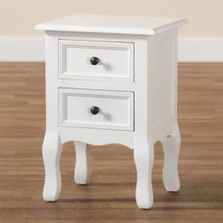 Caelan Wood 2 Drawer Nightstand White - Baxton Studio -Outlet Baxton Studio Store GUEST c6007144 9ada 4342 91ca 37f63787468e