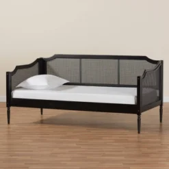 Twin Hancock Wood And Synthetic Rattan Daybed Charcoal - Baxton Studio -Outlet Baxton Studio Store GUEST c61de61a 017e 4893 9054 e682949a9a3b