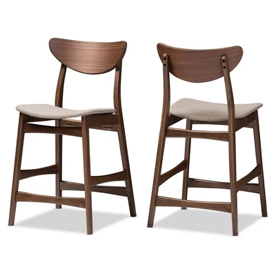 24" Latina Mid - Century Retro Modern Scandinavian Style Fabric Upholstered Wood Finishing Counter Height Barstool - Light Gray - Baxton Studio 1 24" Latina Mid - Century Retro Modern Scandinavian Style Fabric Upholstered Wood Finishing Counter Height Barstool - Light Gray - Baxton Studio