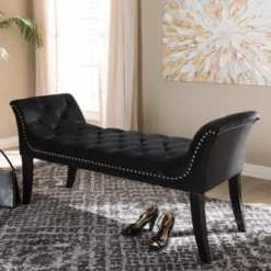 Chandelle Luxe And Contemporary Velvet Upholstered Bench Black - Baxton Studio -Outlet Baxton Studio Store GUEST c77d0741 6e7b 4b2a 9c08 8426f9800061