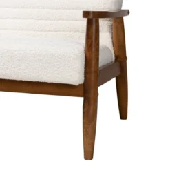 Stratton Boucle Fabric And Wood Sofa White/Walnut Brown - Baxton Studio -Outlet Baxton Studio Store GUEST c780e1d3 f2b9 4f77 8f9f a2c15030aab9