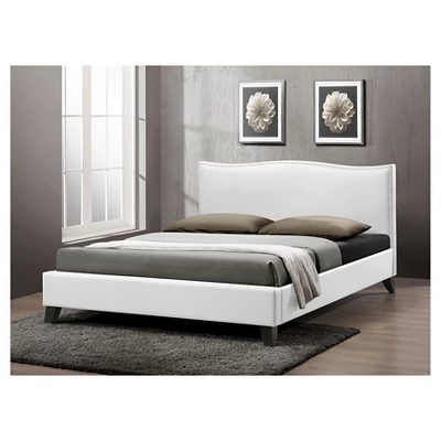 Queen Battersby Modern Bed With Upholstered Headboard White - Baxton Studio 1 Queen Battersby Modern Bed With Upholstered Headboard White - Baxton Studio