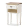 Dauphine 1 Drawer Provincial Style Oak And Distressed Finish Wood Nightstand White - Baxton Studio