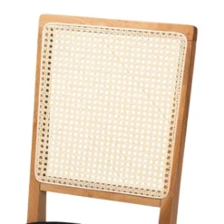 Set Of 2 Idris Fabric Upholstered Rattan Dining Chairs Black/Oak Brown - Baxton Studio -Outlet Baxton Studio Store GUEST c84c4c21 70b1 418c 9c4b a43d46f80b2c