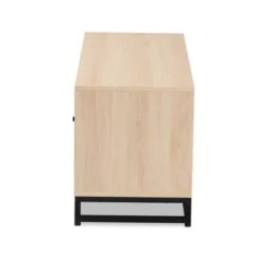 Ardon Bohemian Wood And Metal 2 Door Natural Rattan TV Stand For TVs Up To 40" Light Brown/Black - Baxton Studio -Outlet Baxton Studio Store GUEST c883117a 8d1a 4f4a 9329 39bf0ec33549