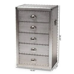 5 Drawer Davet Metal Accent Chest Silver - Baxton Studio -Outlet Baxton Studio Store GUEST c8a877e8 59f1 4cdf a47a 8f22c998b546