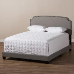 Odette Modern And Contemporary Fabric Upholstered Bed - Light Gray - Baxton Studio -Outlet Baxton Studio Store GUEST c8d646b5 d58f 42f1 8d37 373c05bc487b