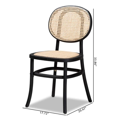 2pc Garold Woven Rattan And Wood Cane Dining Chair Set - Baxton Studio 8 2pc Garold Woven Rattan And Wood Cane Dining Chair Set - Baxton Studio - Image 8