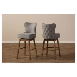 Gradisca Modern And Contemporary Wood Finishing Upholstered Barstools Set Of 2 - Baxton Studio -Outlet Baxton Studio Store GUEST c904986e 732e 45c5 9910 7bdd2dc82977