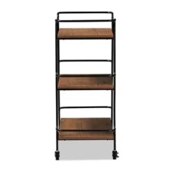 Small Bernard Rustic Industrial Metal And Wood 3 Tier Mobile Wine Bar Cart Black/Walnut - Baxton Studio -Outlet Baxton Studio Store GUEST c90ee7e8 de46 4b3f 8df2 a94e971058ca
