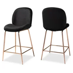 2pc Lander Velvet Fabric Upholstered Metal Counter Stool Set - Baxton Studio 19 2pc Lander Velvet Fabric Upholstered Metal Counter Stool Set - Baxton Studio -Outlet Baxton Studio Store GUEST c97c9812 1b0e 41cb be67 6d49863f5575
