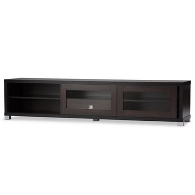 Beasley Cabinet With 2 Sliding Doors And Drawer TV Stand For TVs Up To 70" Dark Brown - Baxton Studio 1 Beasley Cabinet With 2 Sliding Doors And Drawer TV Stand For TVs Up To 70" Dark Brown - Baxton Studio