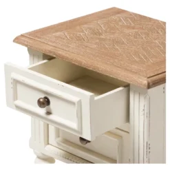 Marquetterie French Provincial Style Weathered Oak Wash Distressed Wood Finish Two - Tone 2 - Drawer And 1 - Shelf Nightstand - White - Baxton Studio -Outlet Baxton Studio Store GUEST ca09ca95 5a02 49e3 a216 38b6e4562300