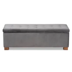 Roanoke Velvet Upholstered Grid Tufted Storage Ottoman Bench - Baxton Studio -Outlet Baxton Studio Store GUEST ca248069 6c19 4c70 b527 f3788602958e