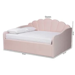 Queen Timila Velvet Fabric Upholstered Daybed Light Pink - Baxton Studio -Outlet Baxton Studio Store GUEST ca3327b5 5d5b 4cea 96a7 68fbe42f680a