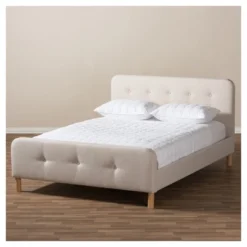 Full Samson Mid Century Fabric Upholstered Platform Bed Light Beige - Baxton Studio -Outlet Baxton Studio Store GUEST ca58e6e1 fd7a 4587 9020 c5b1e142c196