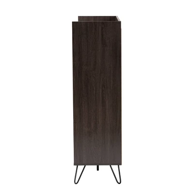 Baldor Wood 3 Door Shoe Cabinet Dark Brown - Baxton Studio 4 Baldor Wood 3 Door Shoe Cabinet Dark Brown - Baxton Studio - Image 4