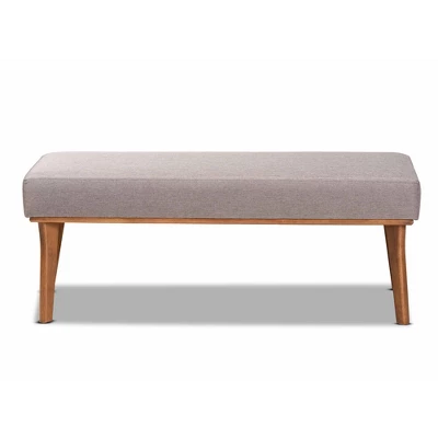 Odessa Mid-Century Modern Fabric Upholstered Wood Dining Bench Walnut/Brown - Baxton Studio 1 Odessa Mid-Century Modern Fabric Upholstered Wood Dining Bench Walnut/Brown - Baxton Studio