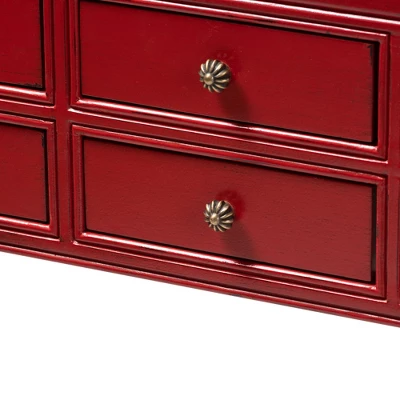 Pomme Accent 6 Drawer Console Table Red - Baxton Studio 8 Pomme Accent 6 Drawer Console Table Red - Baxton Studio - Image 8