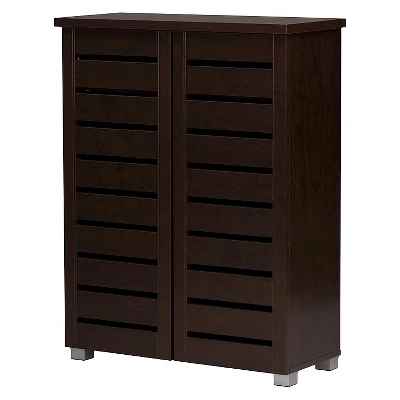 Adalwin Modern And Contemporary 2-Door Wooden Entryway Shoes Storage Cabinet - Dark Brown - Baxton Studio 2 Adalwin Modern And Contemporary 2-Door Wooden Entryway Shoes Storage Cabinet - Dark Brown - Baxton Studio - Image 2
