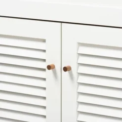 Coolidge 11 Shelf Wood Shoe Cabinet With Drawer White/Walnut - Baxton Studio -Outlet Baxton Studio Store GUEST cb0036d9 f2b2 4462 8870 e3db3629e99f
