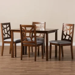 5pc Abilene Walnut Finished Dining Set Gray/Brown - Baxton Studio -Outlet Baxton Studio Store GUEST cb0ee349 f138 49d4 a0c8 1eed12872619