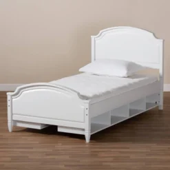 Elise Wood Storage Platform Bed White - Baxton Studio -Outlet Baxton Studio Store GUEST cb78267d f59a 454b aaba bf55e177495c