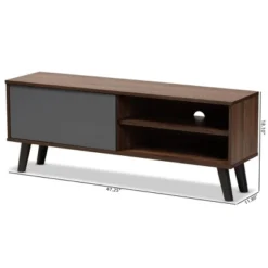 Mallory Two-Tone Wood TV Stand For TVs Up To 50" Gray/Walnut - Baxton Studio -Outlet Baxton Studio Store GUEST cbb60849 cb84 405d bbad 0a9a231d29fc
