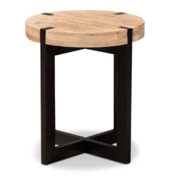 Horace Wood And Metal End Table Brown/Black - Baxton Studio