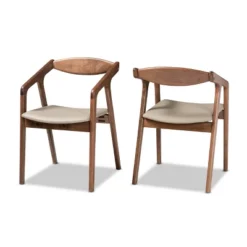 2pc Harland Faux Leather Upholstered And Wood Dining Chair Set - Baxton Studio -Outlet Baxton Studio Store GUEST cc64b8b1 20a5 48ee 9ef4 4059ba481d73