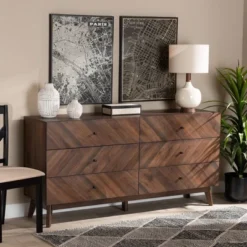 Hartman Wood 6 Drawer Dresser Walnut Brown - Baxton Studio -Outlet Baxton Studio Store GUEST ccf6a89d b922 40cc 8b20 340ce730dba6