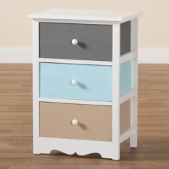 Kalila Wood 3 Drawer Nightstand White - Baxton Studio -Outlet Baxton Studio Store GUEST cdd3525a 9a2c 4275 bae3 25cee5857b67
