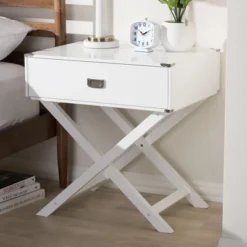 Curtice 1 Drawer Wooden Nightstand White - Baxton Studio -Outlet Baxton Studio Store GUEST ce09b581 f042 4fcc 8b58 5dd6eb0ff09e