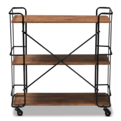 Neal Metal And Wood Kitchen Serving Cart Walnut/Black - Baxton Studio -Outlet Baxton Studio Store GUEST ce0b3a95 c19d 4388 a39f 380776512eec