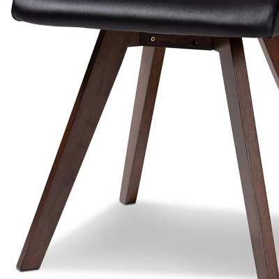 Set Of 4 Pernille Faux Leather Walnut Finished Dining Chairs - Baxton Studio 2 Set Of 4 Pernille Faux Leather Walnut Finished Dining Chairs - Baxton Studio - Image 2