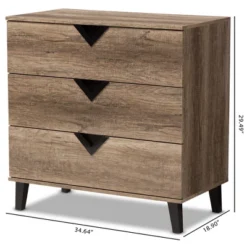 Baxton Studio Wales Modern And Contemporary Oak Wood Finish 3 Drawer Chest Light Brown -Outlet Baxton Studio Store GUEST cf7ddba5 6987 4f3a 8432 e8672f64d370