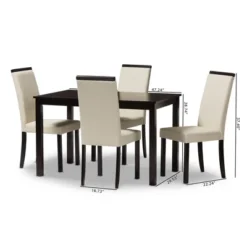 5pc Daveney Modern And Contemporary Espresso Faux Leather Upholstered Dining Set Cream, Dark Brown - Baxton Studio -Outlet Baxton Studio Store GUEST cfaa023c 171d 4a2d a145 6f8162b19abd