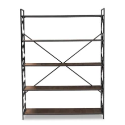 65" 5 Shelf Mirna Iron & Natural Oak Wood Quatrefoil Accent Bookshelf Brown/Black - Baxton Studio 13 65" 5 Shelf Mirna Iron & Natural Oak Wood Quatrefoil Accent Bookshelf Brown/Black - Baxton Studio -Outlet Baxton Studio Store GUEST cfabb5e0 72ee 4eef 867c 19878e994bb9