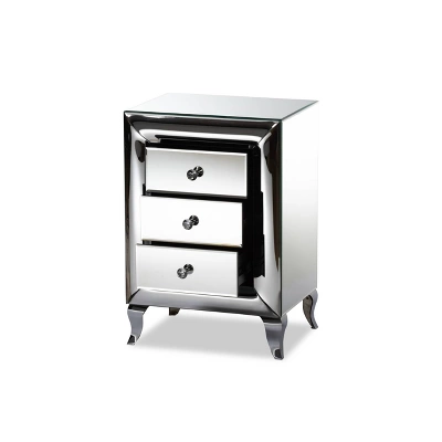 3 Drawer Pauline Contemporary Glam And Luxe Mirrored Nightstand White - Baxton Studio 1 3 Drawer Pauline Contemporary Glam And Luxe Mirrored Nightstand White - Baxton Studio