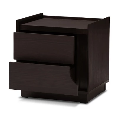 Larsine Finished 2 Drawer Nightstand Brown - Baxton Studio 4 Larsine Finished 2 Drawer Nightstand Brown - Baxton Studio - Image 4