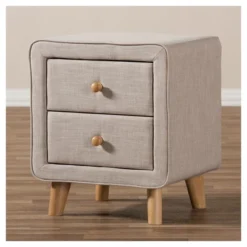Jonesy Mid - Century Linen Upholstered 2 - Drawer Nightstand - Buff Beige - Baxton Studio -Outlet Baxton Studio Store GUEST d0d31f82 d162 4f7a ac97 8b51e9645c95