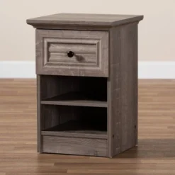 Dara 1 Drawer Wood Nightstand Gray/Brown/Black - Baxton Studio -Outlet Baxton Studio Store GUEST d0d353d9 bded 423c 9dca 8c8885b3b257