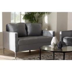 Baxton Studio Clara Velvet Fabric Upholstered 2 Seater Loveseat Gray - BaxtonStudio -Outlet Baxton Studio Store GUEST d11513a1 06f9 4488 8297 da88cd3e3761