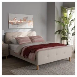 Full Samson Mid Century Fabric Upholstered Platform Bed Light Beige - Baxton Studio -Outlet Baxton Studio Store GUEST d13f0848 7b2d 45cf a9a1 9632fdf7095c