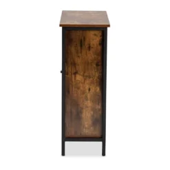 Wayland Rustic Wood And Metal 1 Door Shoe Storage Cabinet Brown/Black - Baxton Studio -Outlet Baxton Studio Store GUEST d17a2303 7d93 49cb 86e7 dc8bf2797c16
