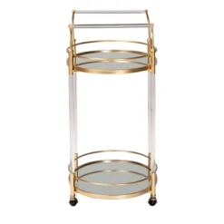 Nakano Metal And Glass 2 Tier Wine Cart Gold/Mirror - Baxton Studio -Outlet Baxton Studio Store GUEST d180e7c1 79d8 44c7 9838 393d70129208