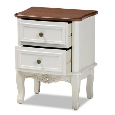 2 Drawer Darlene Wood Nightstand White/Cherry Brown - Baxton Studio 1 2 Drawer Darlene Wood Nightstand White/Cherry Brown - Baxton Studio