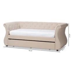 Twin Cherine Classic And Contemporary Fabric Upholstered Daybed With Trundle Beige - Baxton Studio -Outlet Baxton Studio Store GUEST d23d609b 8cd2 41bf b86b fb7c3c9a37f3