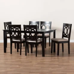 7pc Lenoir Upholstered Wood Dining Set Sand Brown/Espresso - Baxton Studio -Outlet Baxton Studio Store GUEST d24af716 8e0a 467a b809 0699b5f0da9f